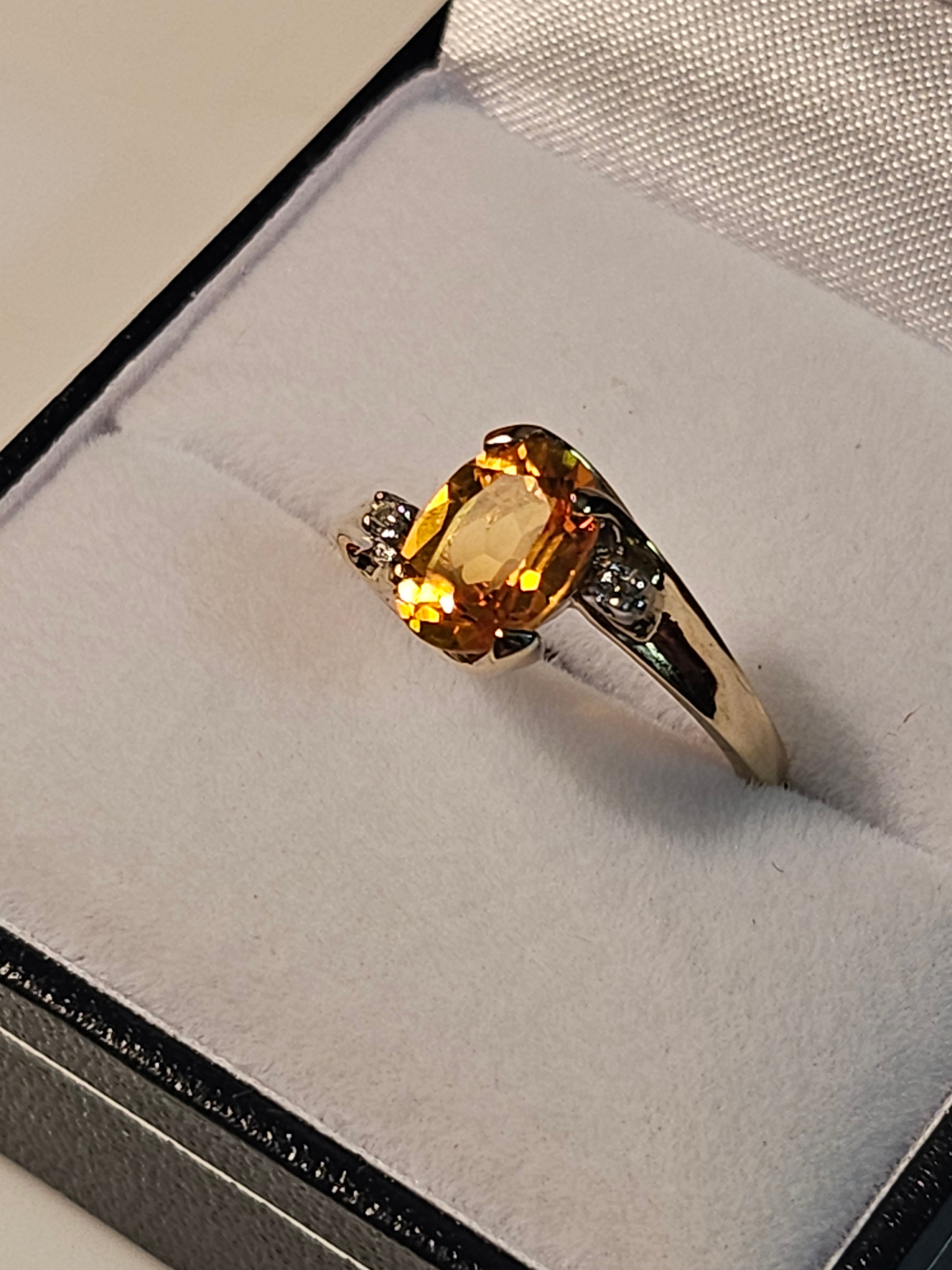 Oval Cut Citrine Ring with Diamonds - $966