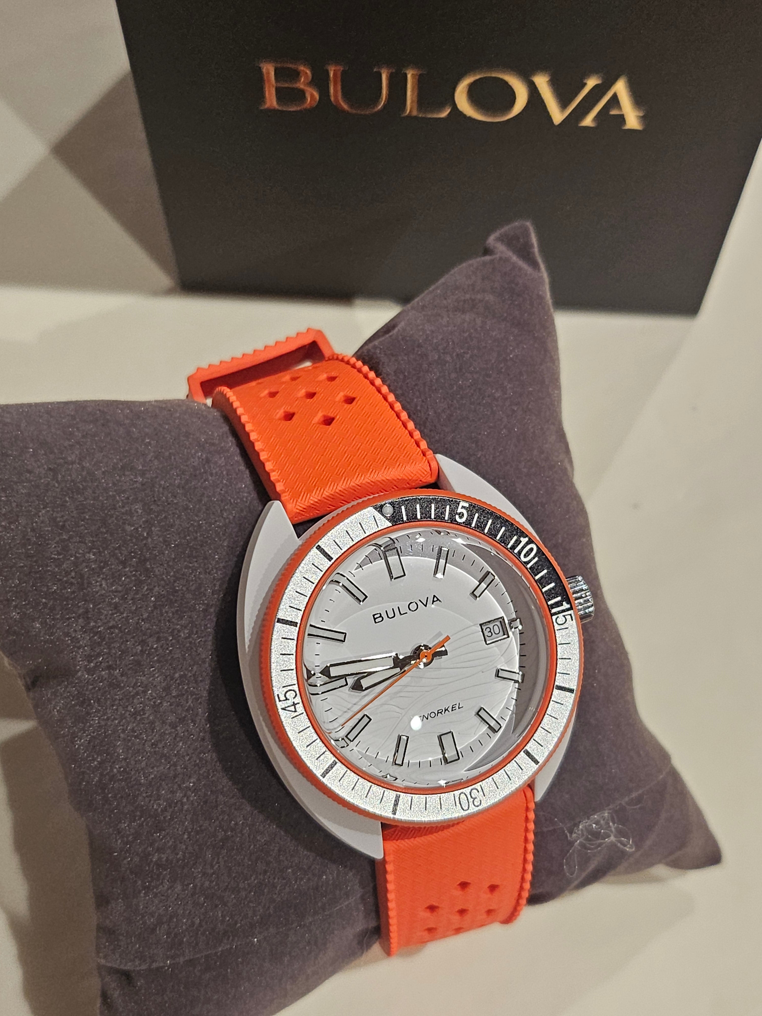 Bulova Orange Rubber Strap Watch - 98B448 (Snorkel)