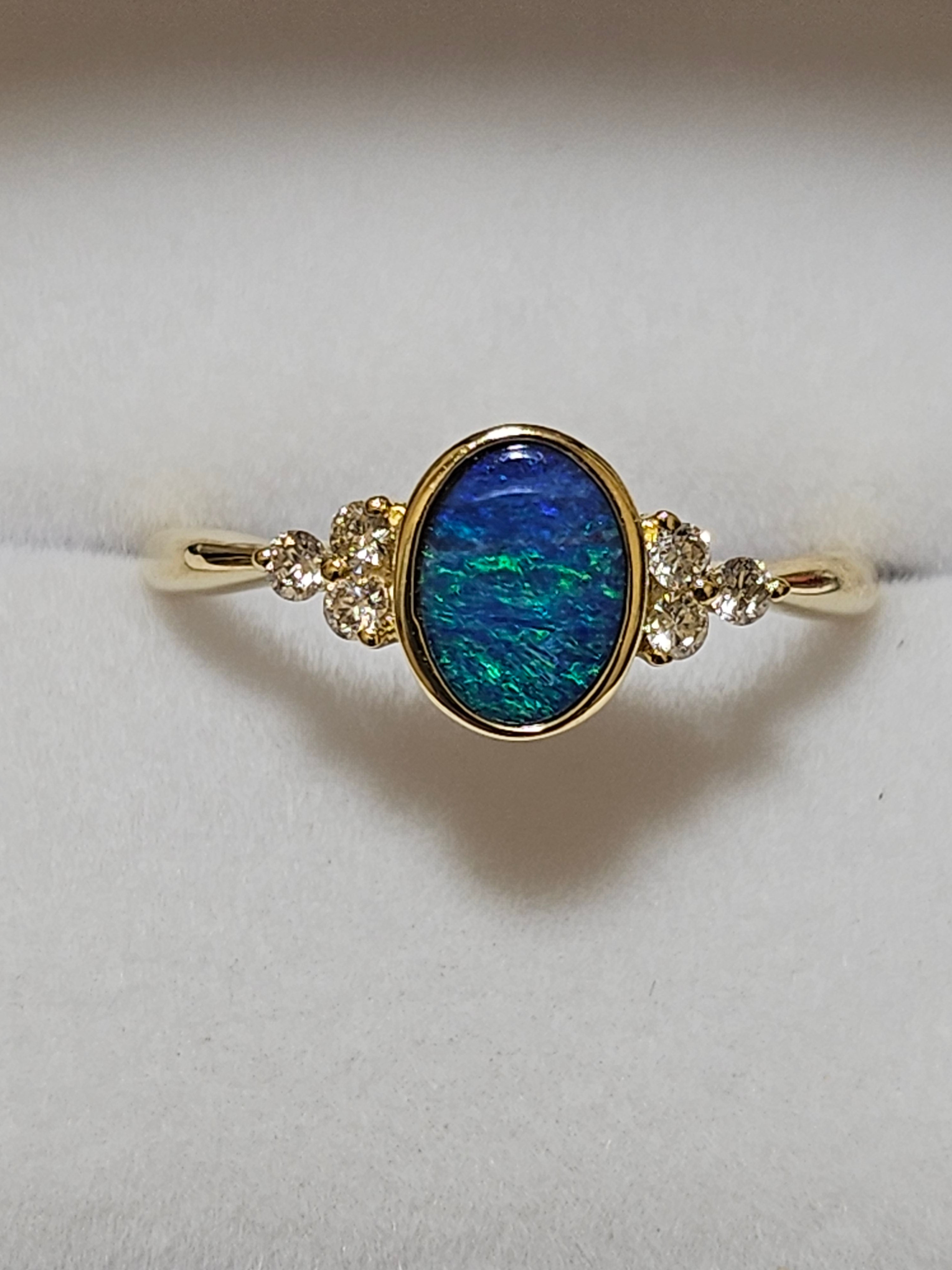 Opal Doublet Ring with Diamonds - RYD0424