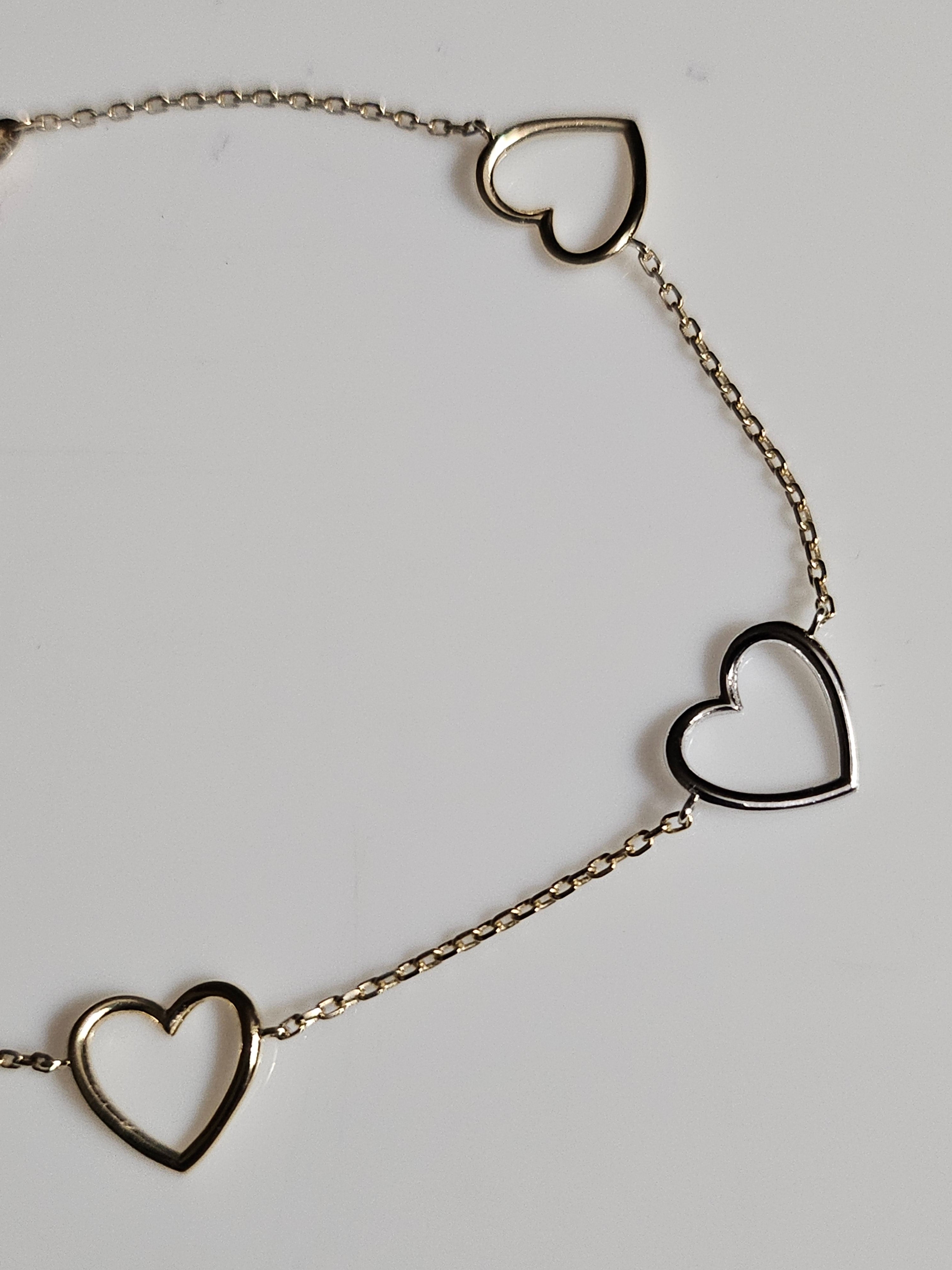 Two-tone Gold (10Kt) Heart-link Bracelet - Extendable 7.0-7.5-inch - 9077 - $386