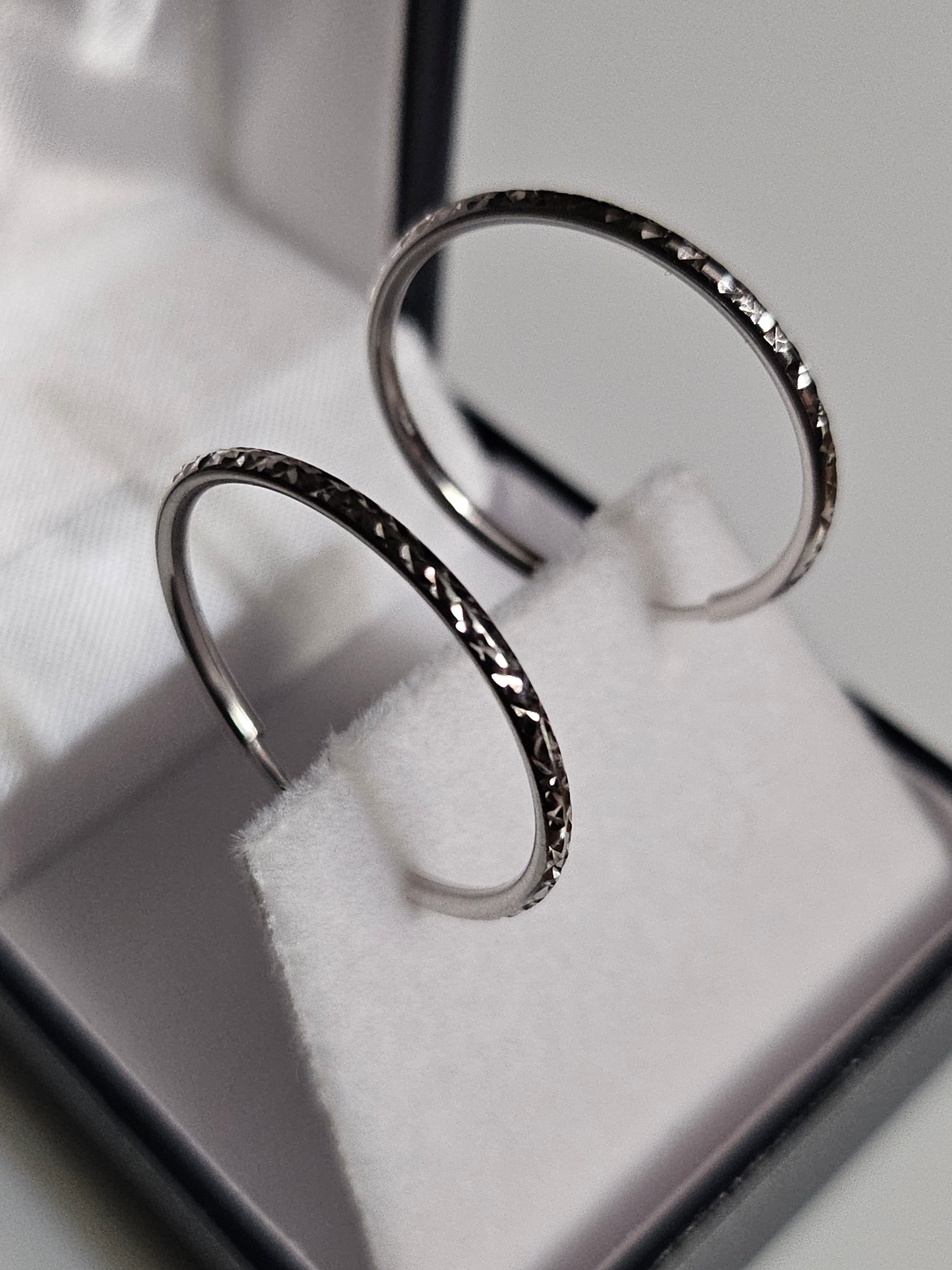 Gold Hoop Earrings - Textured - White - 22mm - $359