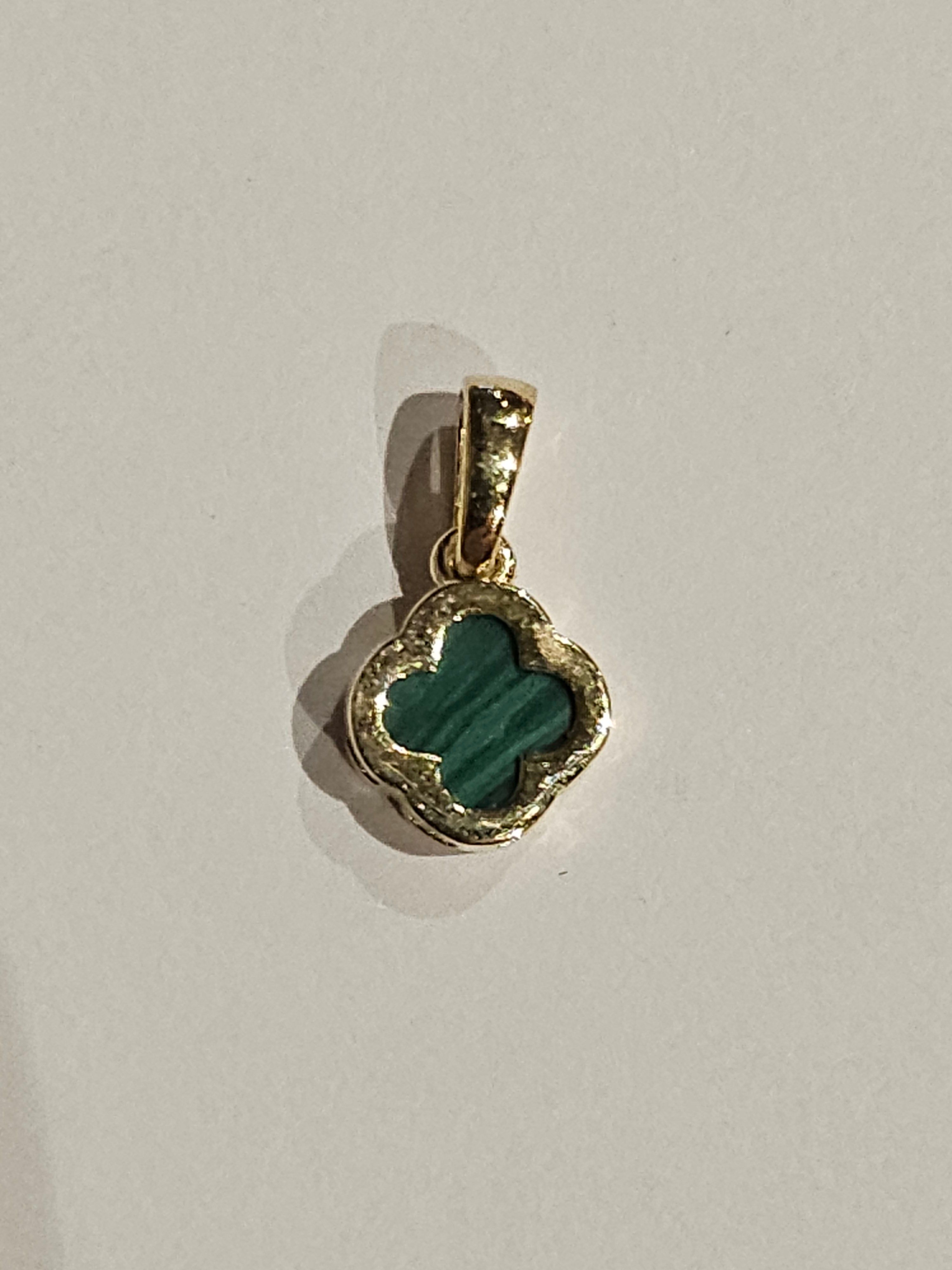 Gold Charm - Green Stone - 2140