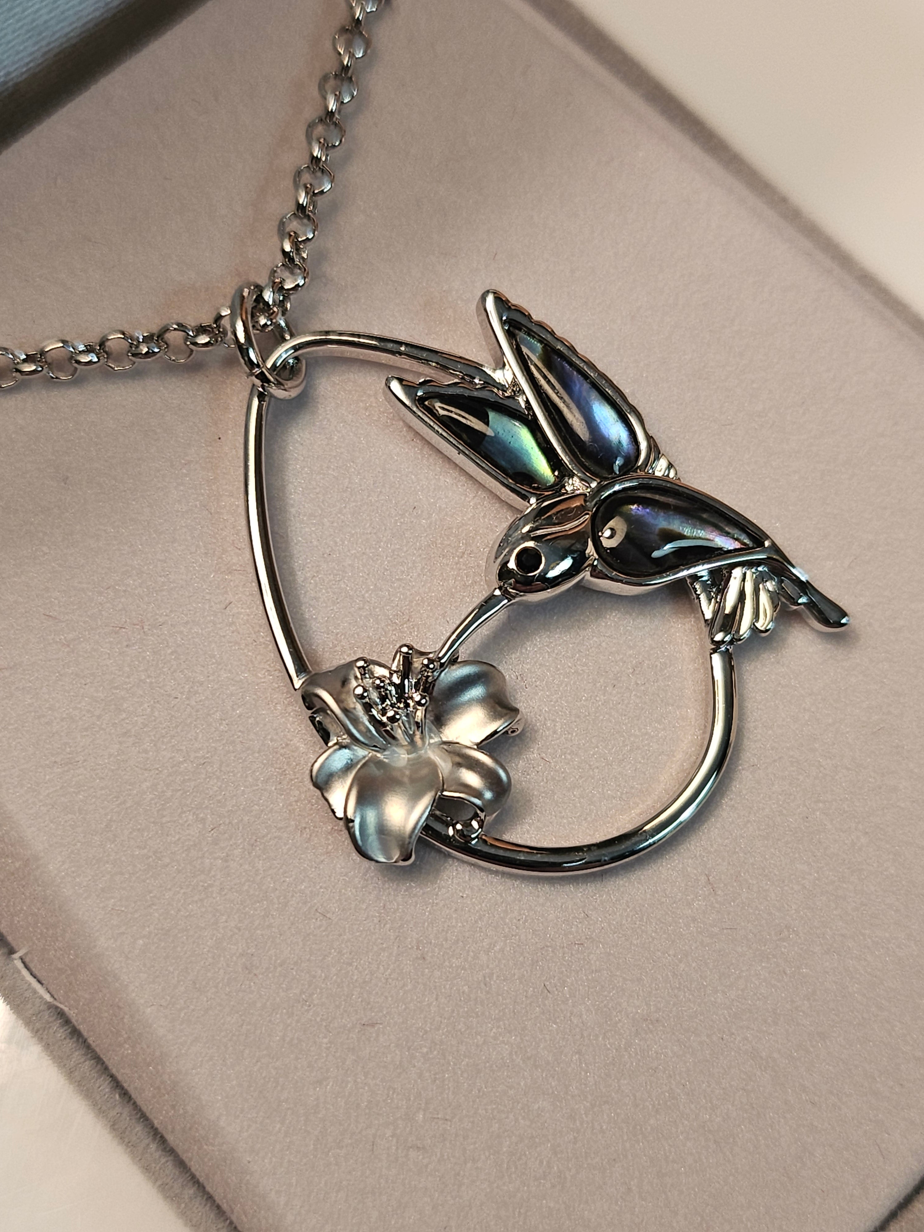 Storrs Necklace - Fluttering Hummingbird - Glacier Pearle - 8021178