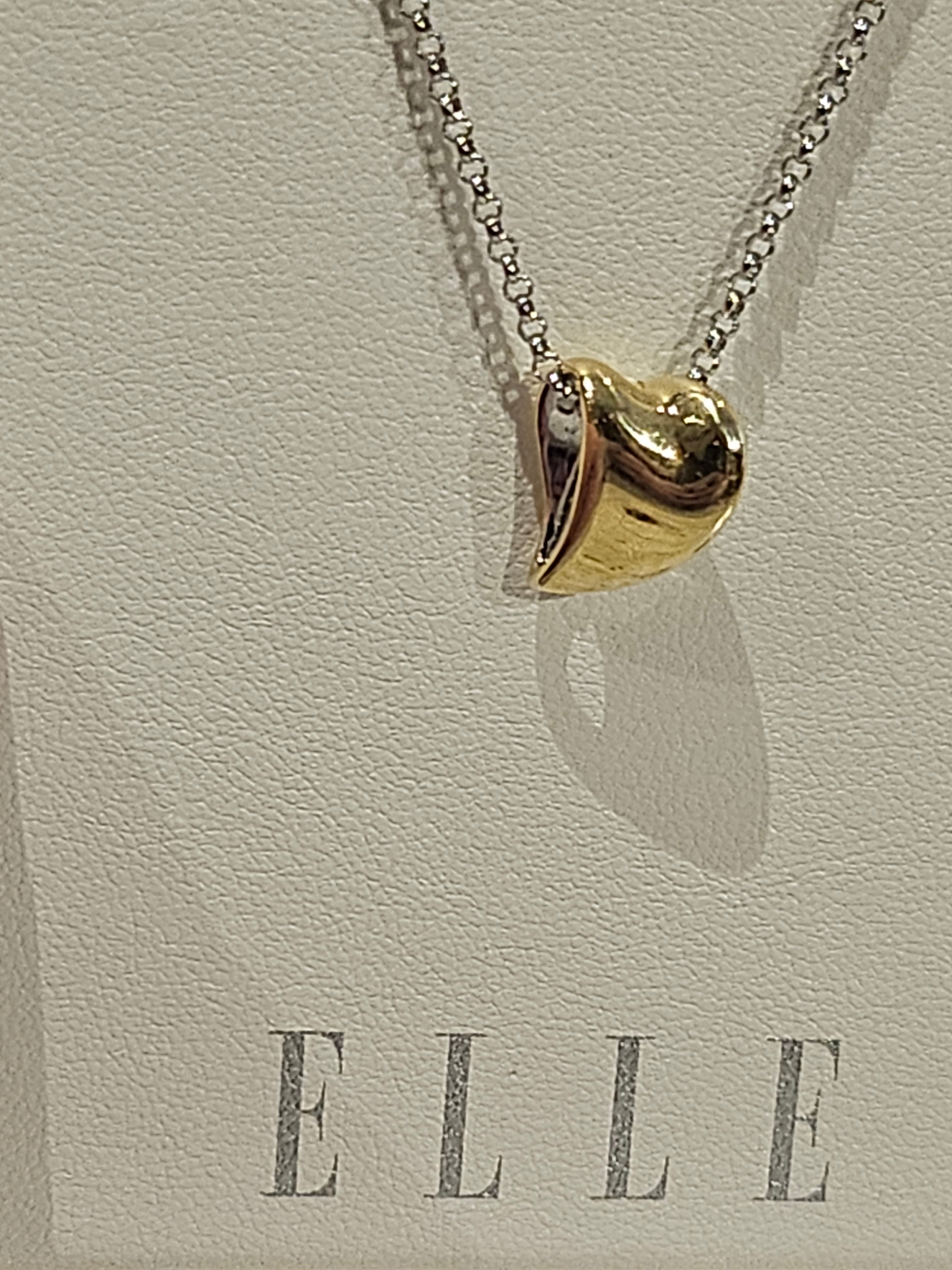 ELLE S/SChain - Two-tone Heart Pendant - 17 + 3 inch extension - Amour - $149
