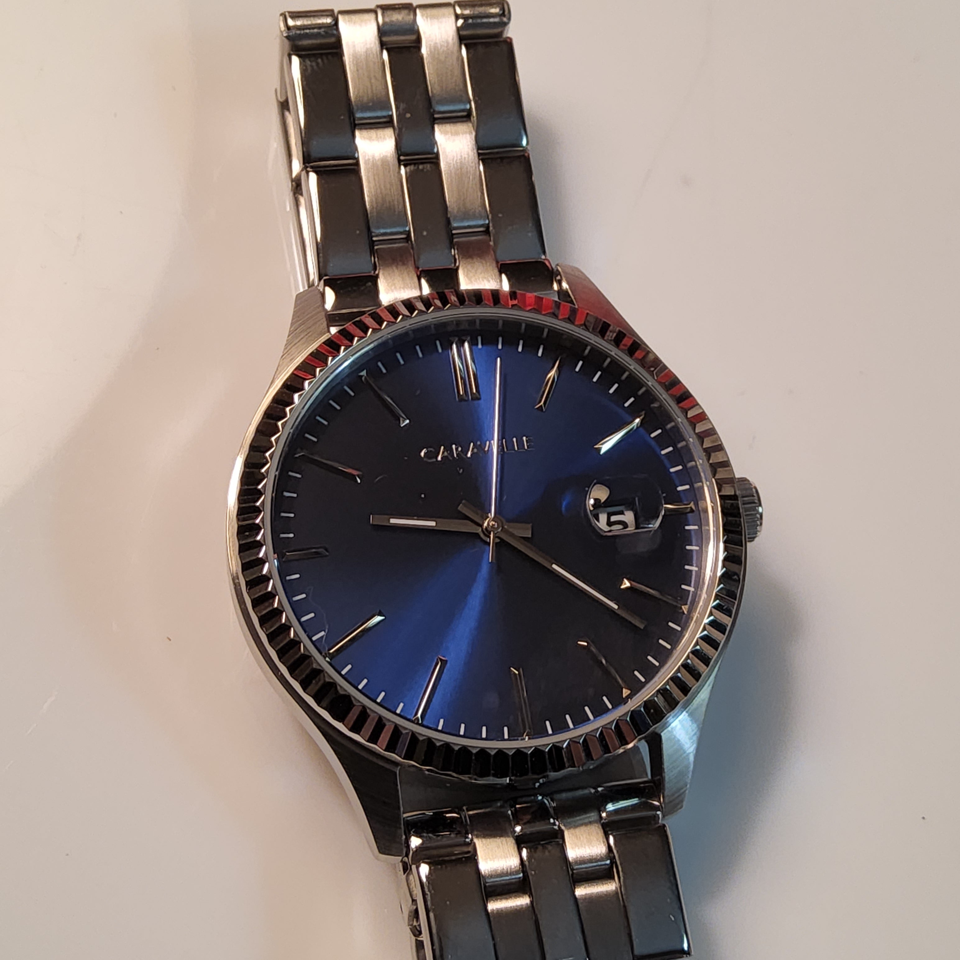 Caravelle Stainless Steel Watch - Blue-faced - 43B151