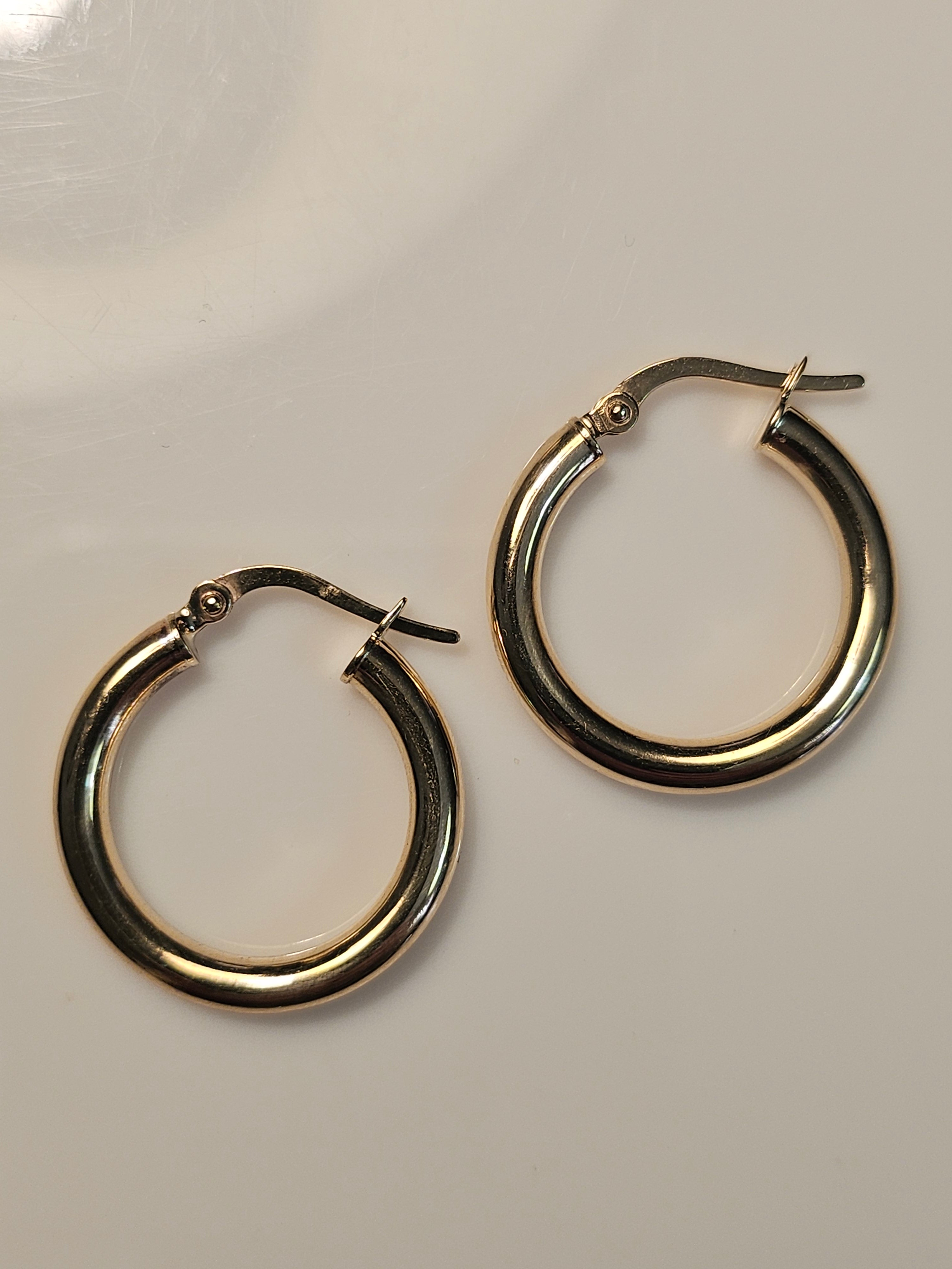 Hoop Earrings - 20mm - Yellow Gold 10Kt - Plain / Polished - $360