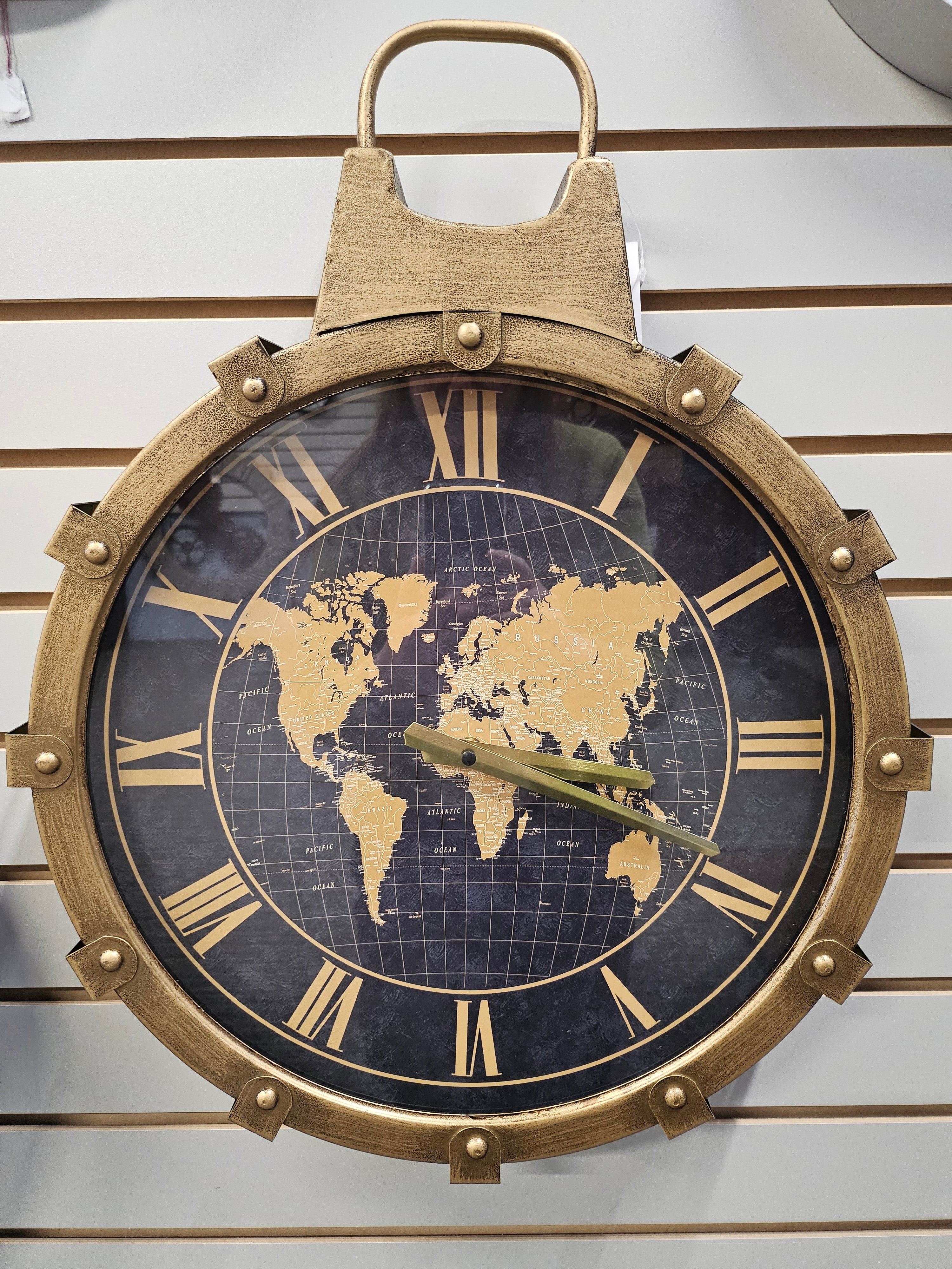 Padlock Gold Foil Wall Clock with World Map - WC1970