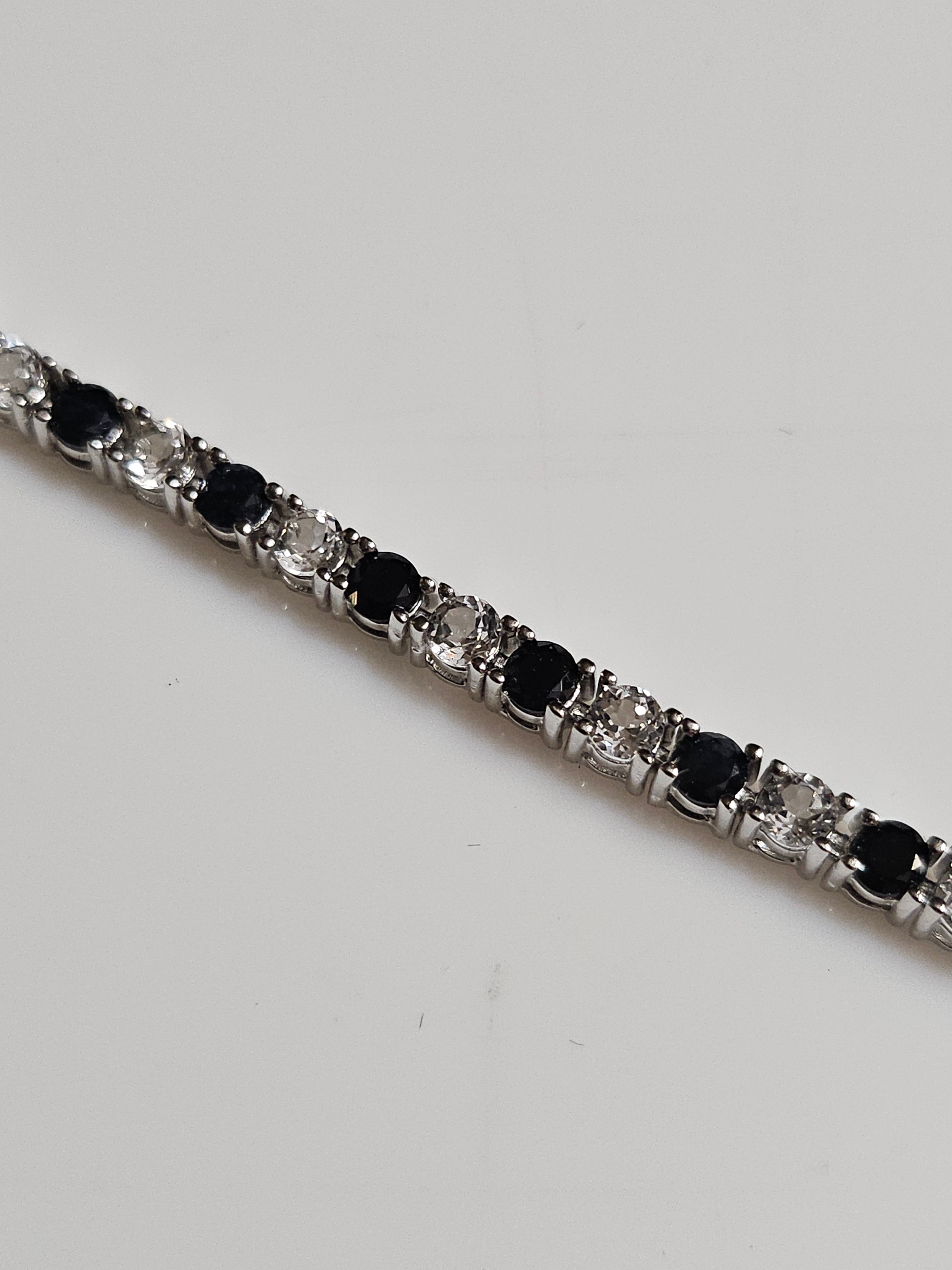 S/SBracelet - Tennis Style - 7 inch (Sapphire and cubic zirconia)