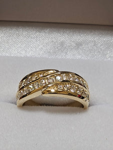 Diamond Ring - Multi-row - Yellow Gold - H1714