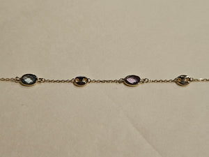 Yellow Gold (10Kt) Synthetic Stones / Fancy Link Bracelet 7.5-inch - 9079 - $458