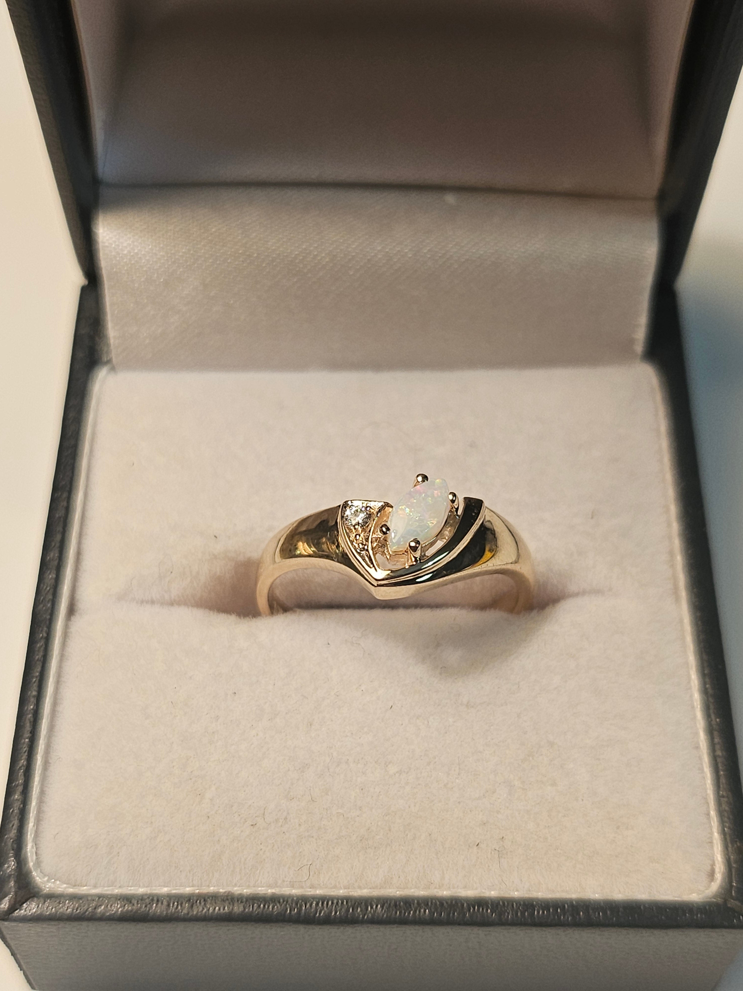 Opal Ring with Diamond - $925