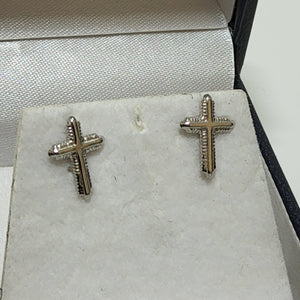 Gold Stud Earrings - Cross - 14Kt - YE1676