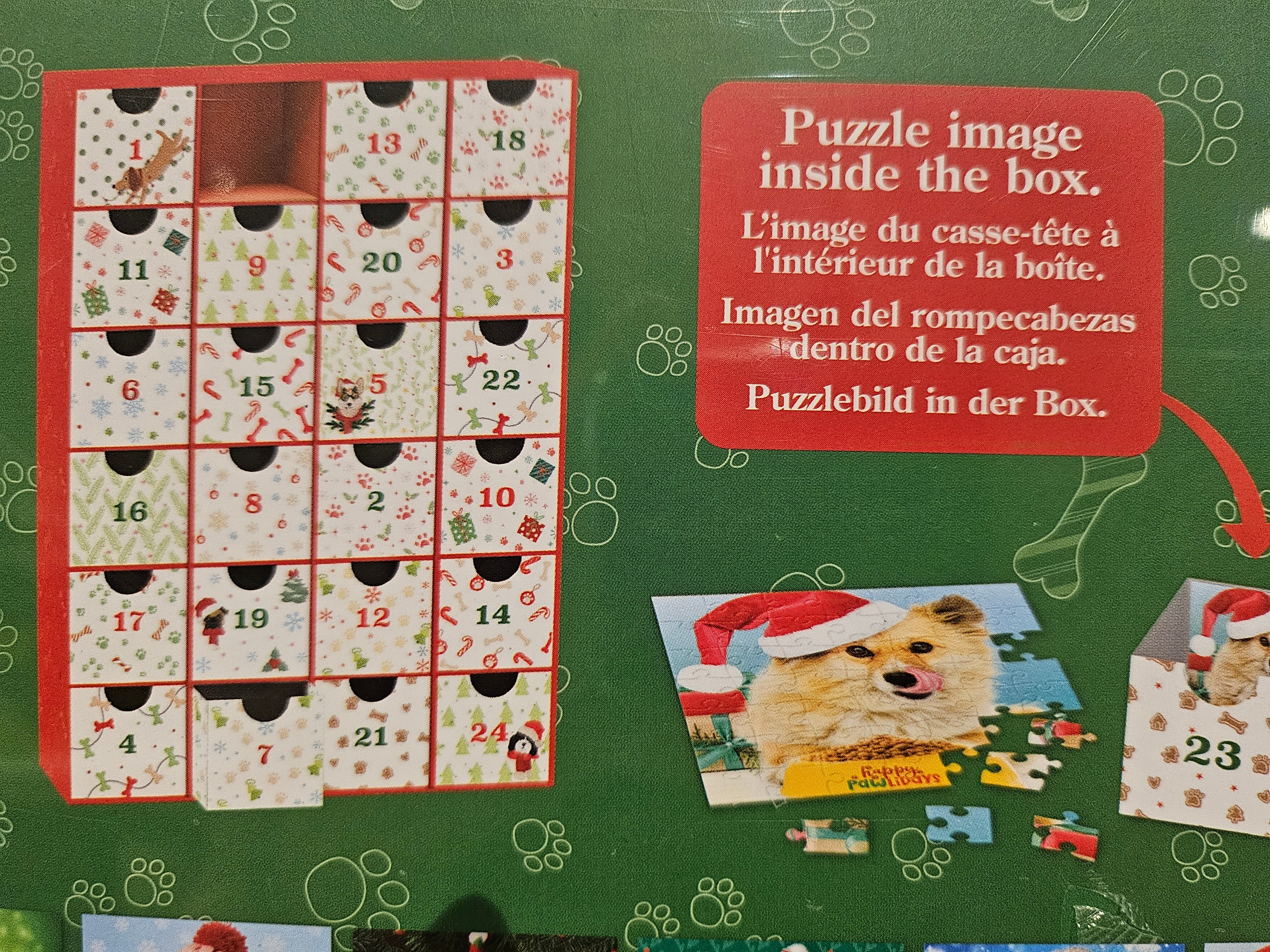 Eurographics Advent Calendar - Christmas Paws (Dogs) - 24 Jigsaw Puzzles  - 8924-5921