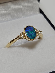 Opal Doublet Ring with Diamonds - RYD0424