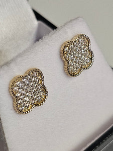 Stud Earrings - Yellow Gold 10Kt - Four-lobed Design - $387