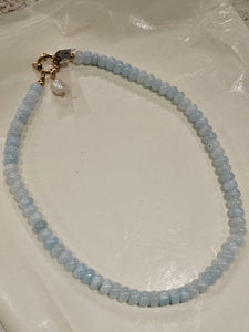 STEELX S/SNecklet - Aquamarine Fresh-water Pearls - 8mm - 17"