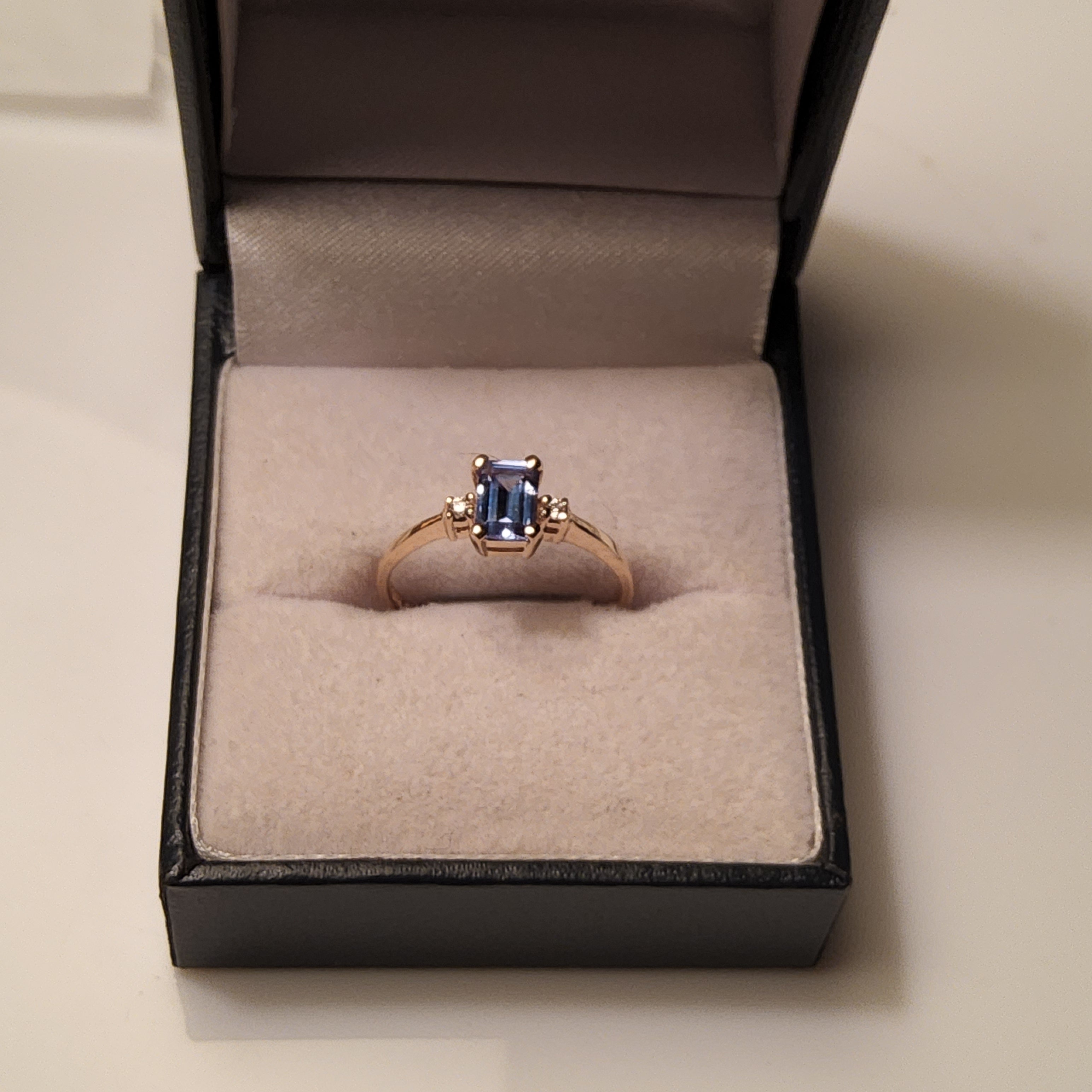 Rectangular Cut Aquamarine (Synthetic) Ring - $669