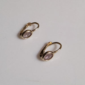 Leverback Earrings - Cubic Zirconia - Yellow Gold 10Kt - $290