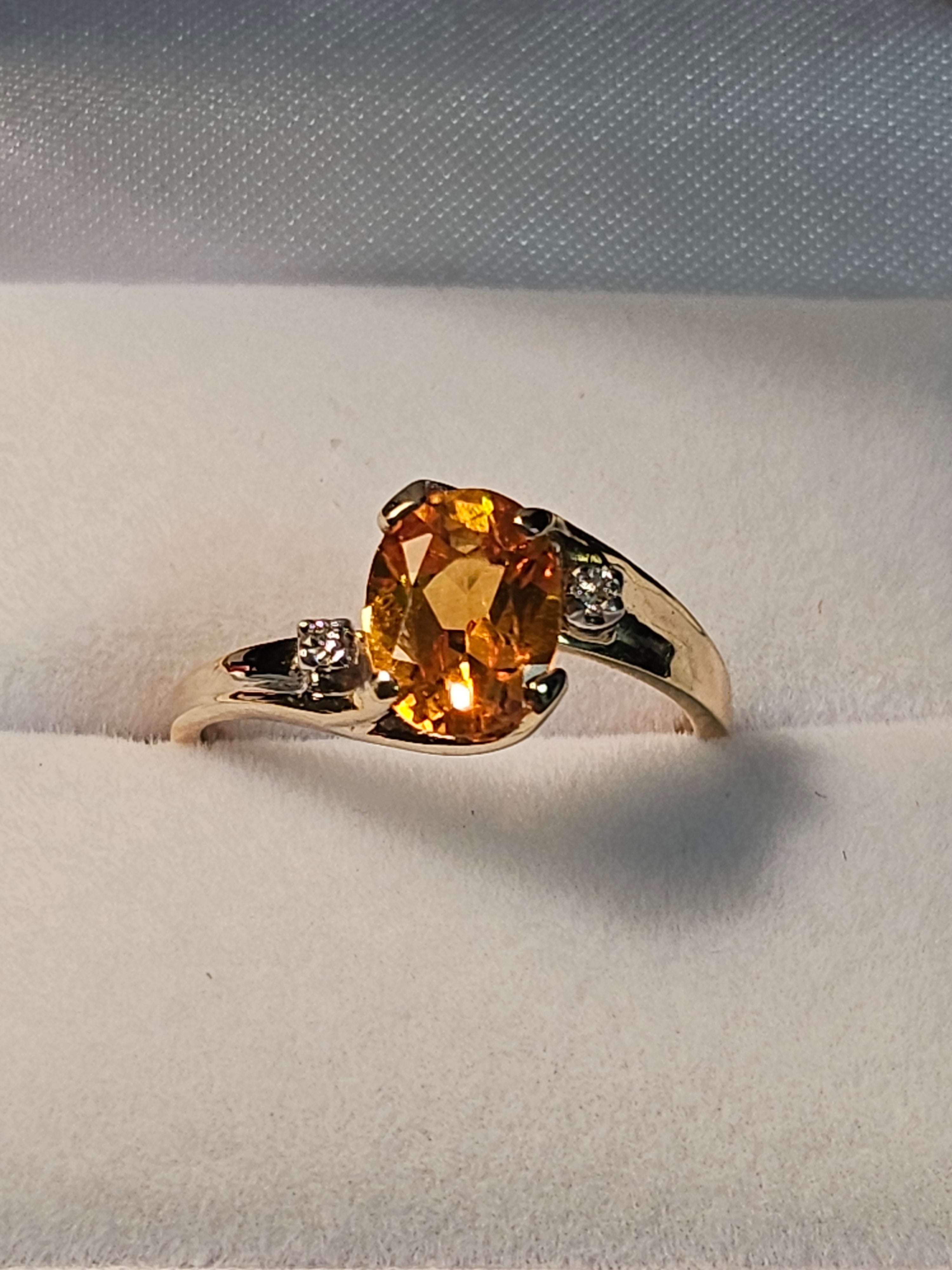 Oval Cut Citrine Ring with Diamonds - $966