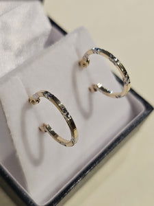 Hoop Earrings - 14mm - Yellow Gold 10Kt - Slight Pattern- $218