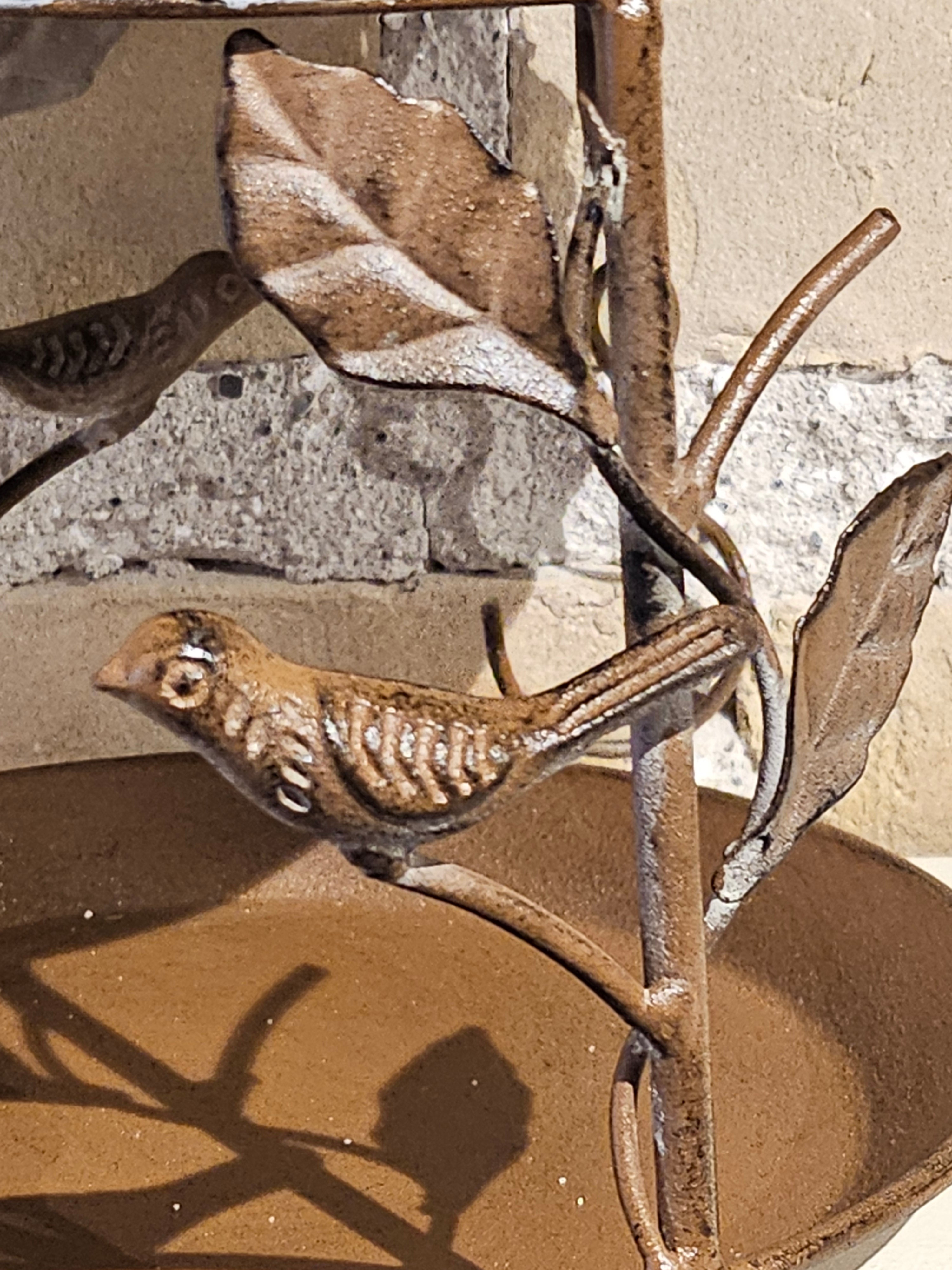 Bird Feeder - Open Access Metal Plate-like Style with Metal Stoned Roof