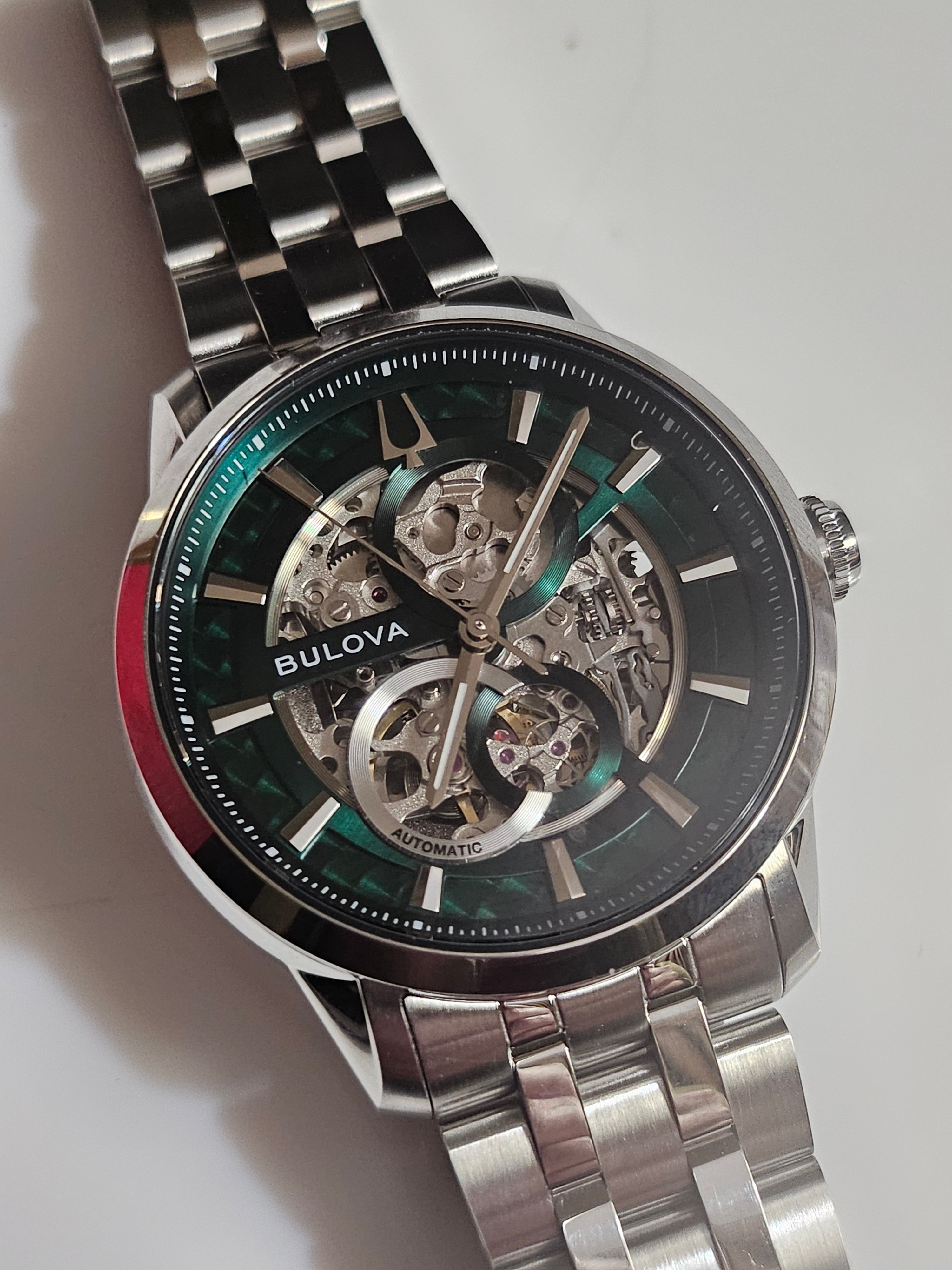 Bulova Automatic Stainless Steel Watch - Green Dial - 96A329 - Sutton