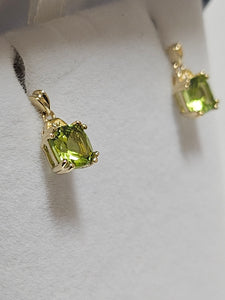 Peridot Earrings with Diamonds - Dangle - EYD8705