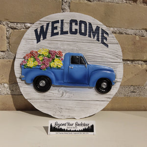 Stepping Stone / Wall Plaque - Welcome (Blue Truck) - 13210