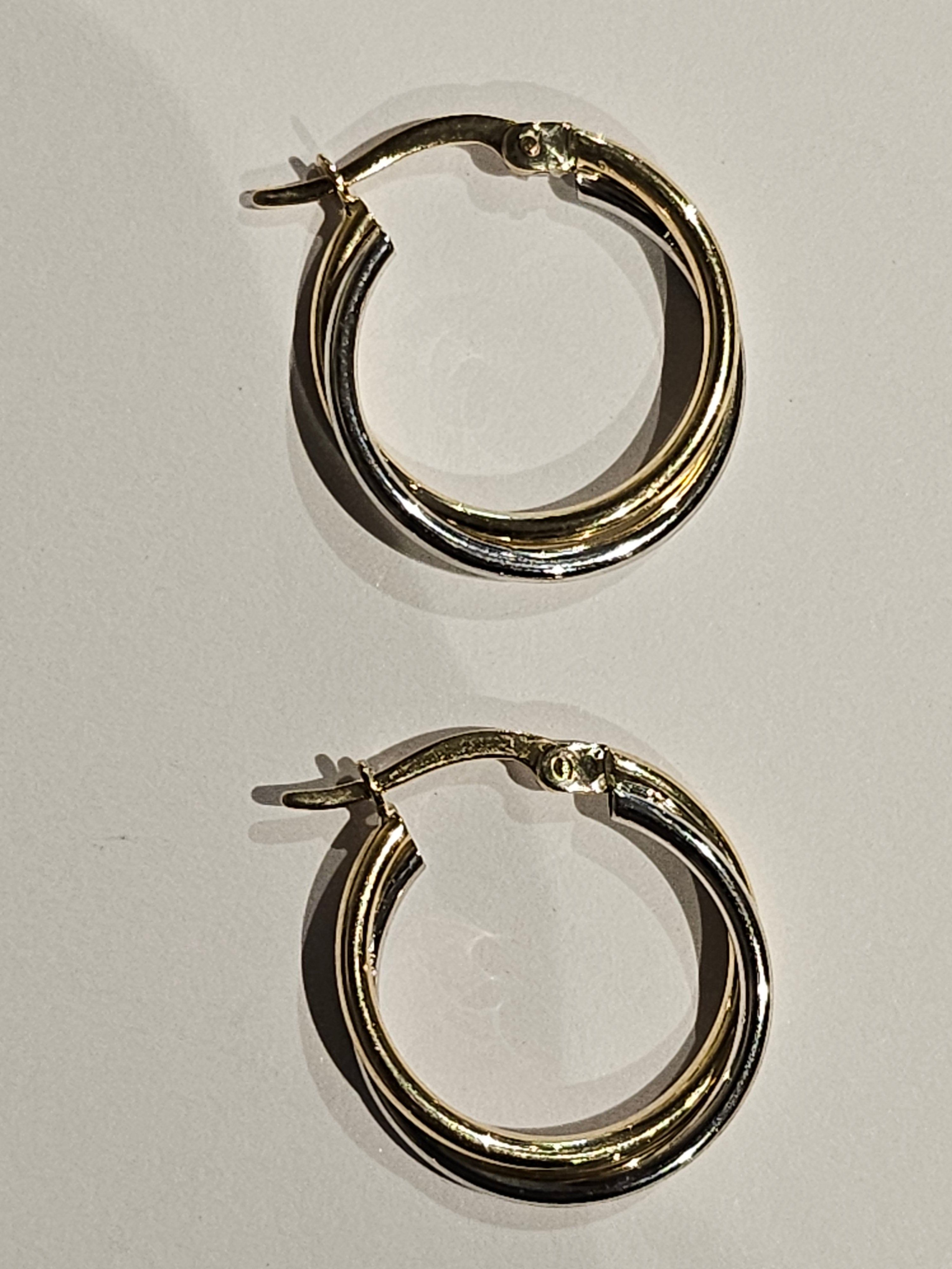 Hoop Earrings - 18mm - Two-tone Gold 10Kt - $394