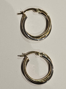 Hoop Earrings - 18mm - Two-tone Gold 10Kt - $394