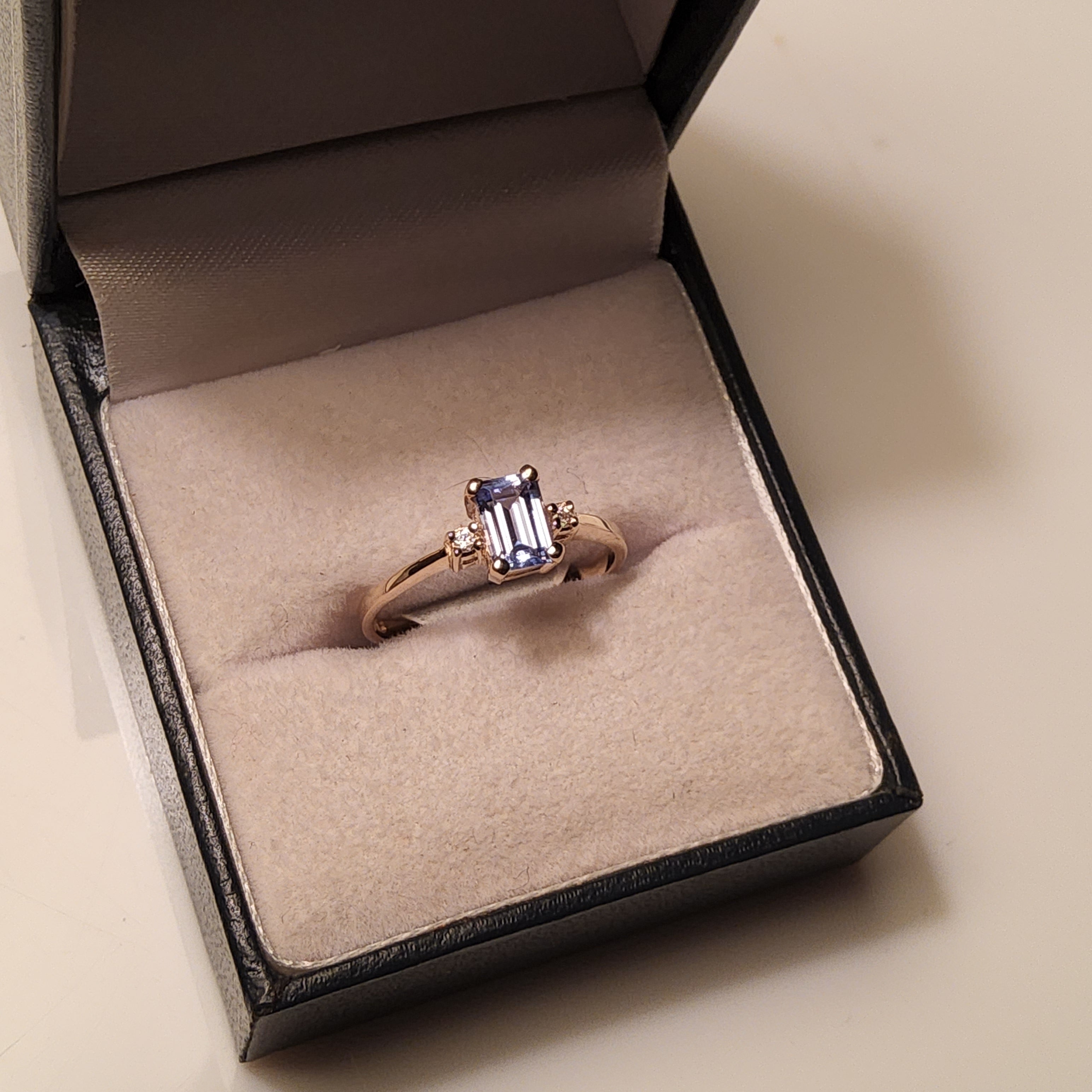 Rectangular Cut Aquamarine (Synthetic) Ring - $669