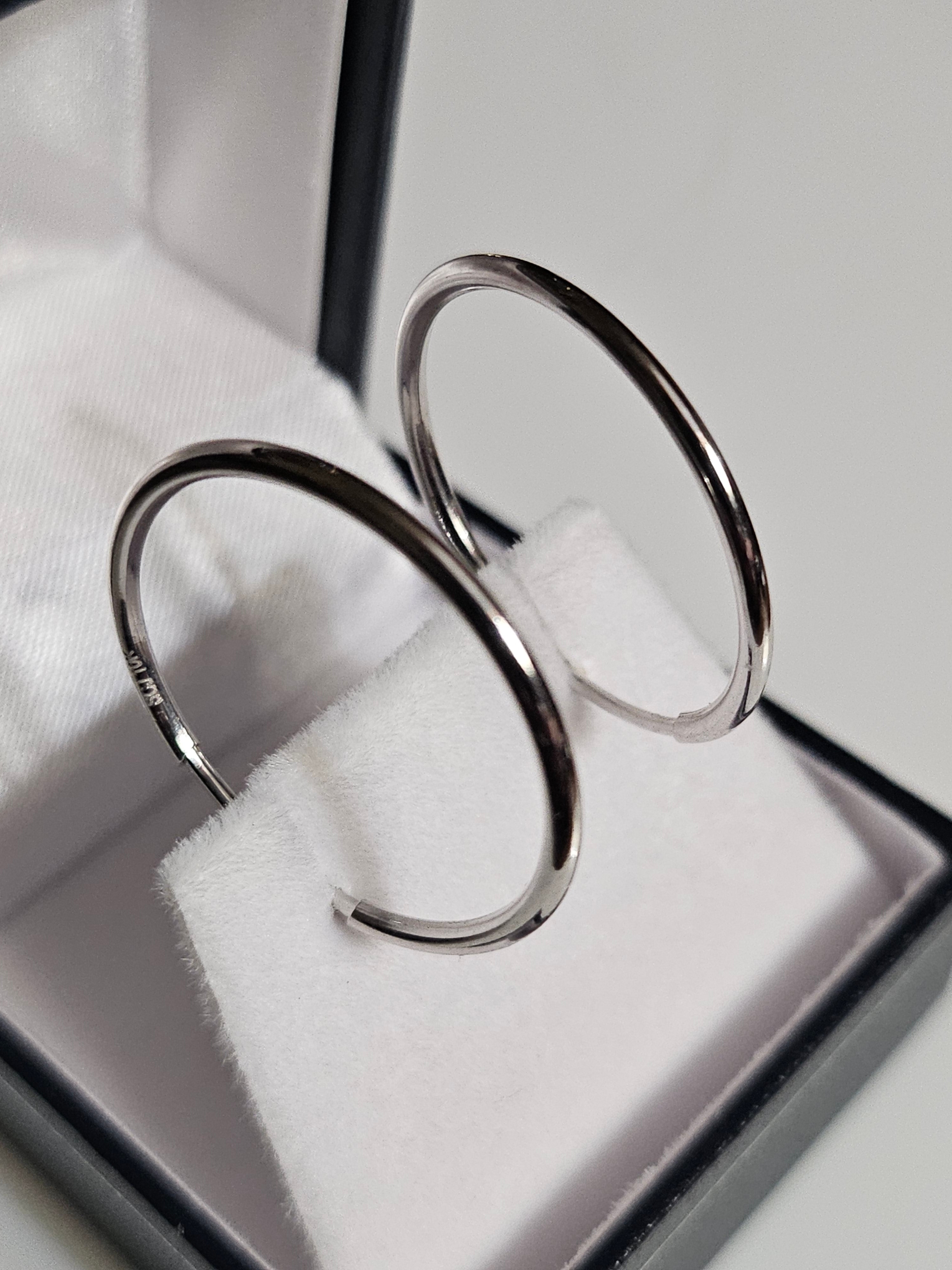 Gold Hoop Earrings - Polished - White - 25mm - $360