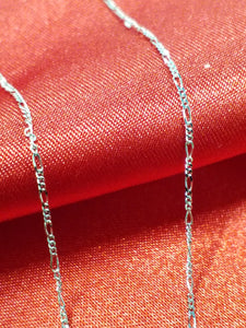 16" 10Kt White Gold Figaro Style Chain