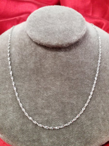 24" 10Kt White Gold Chain - Singapore Style