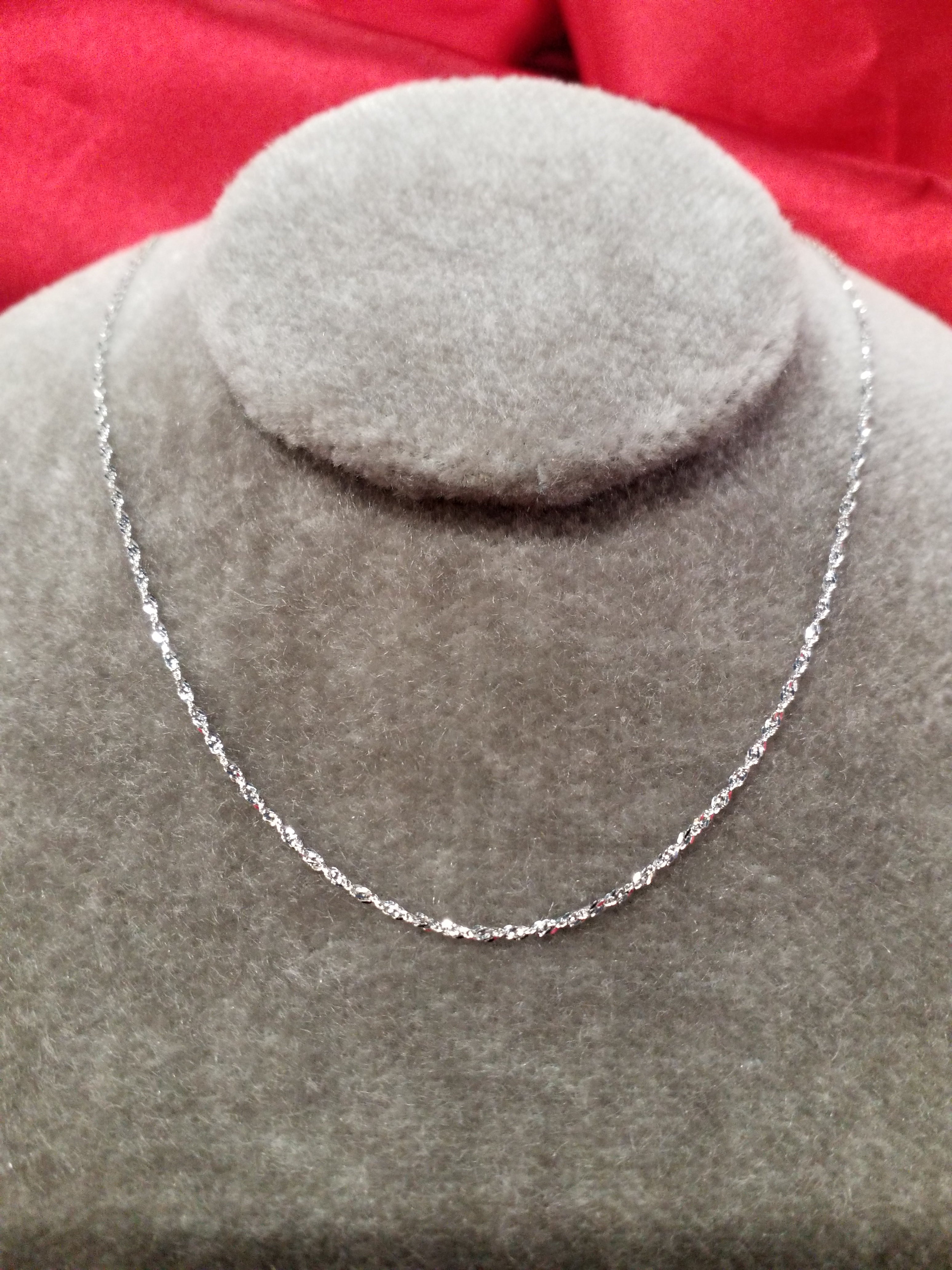 18" 10Kt White Gold Singapore Style Chain - in-stock options