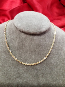 20" 10Kt Yellow Gold Rope Style Chain