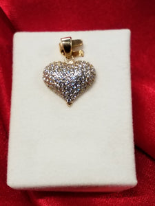 Gold Charm - Heart - Set with Cubic Zirconia