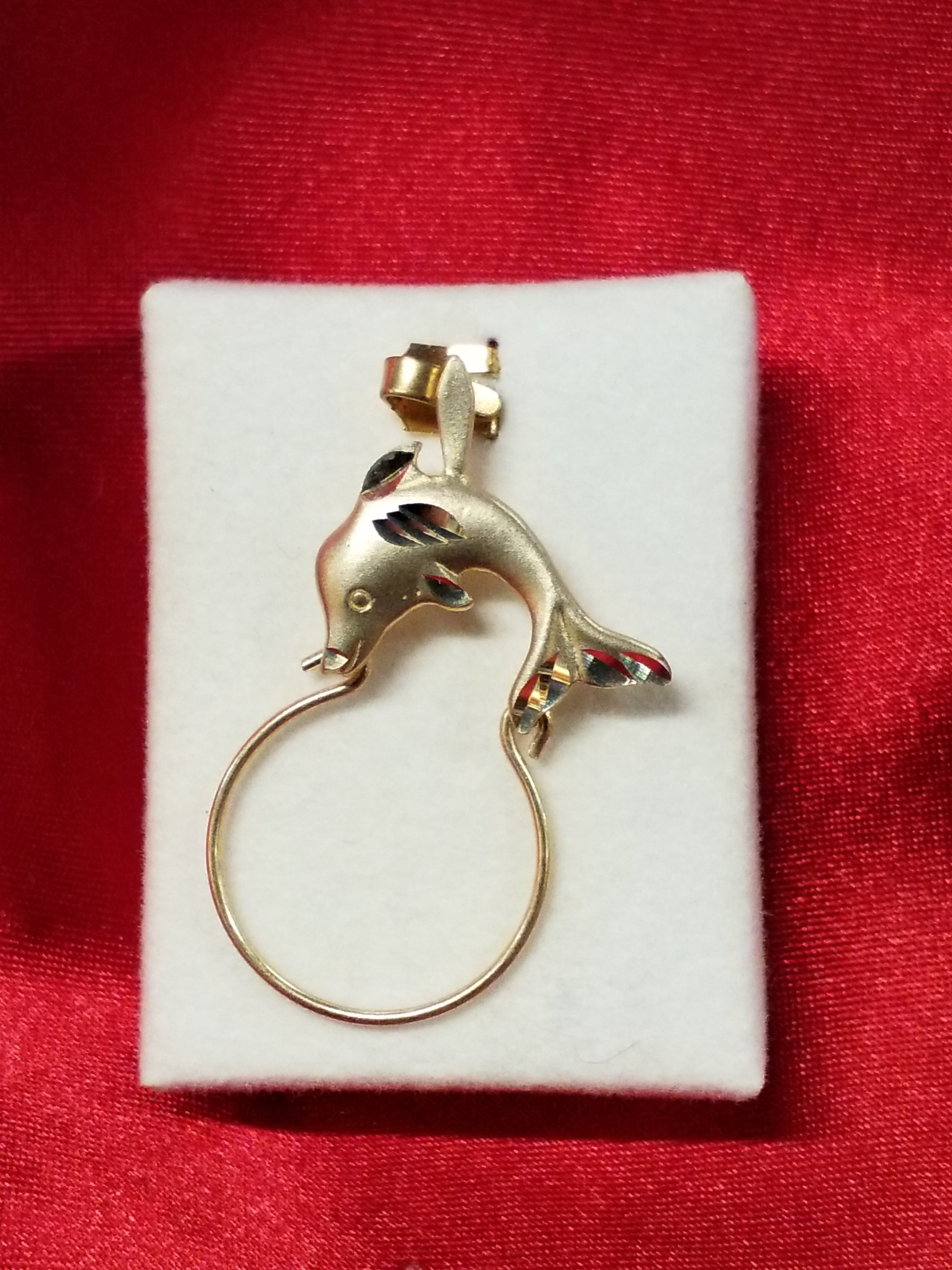 Gold Charm Holder - Dolphin