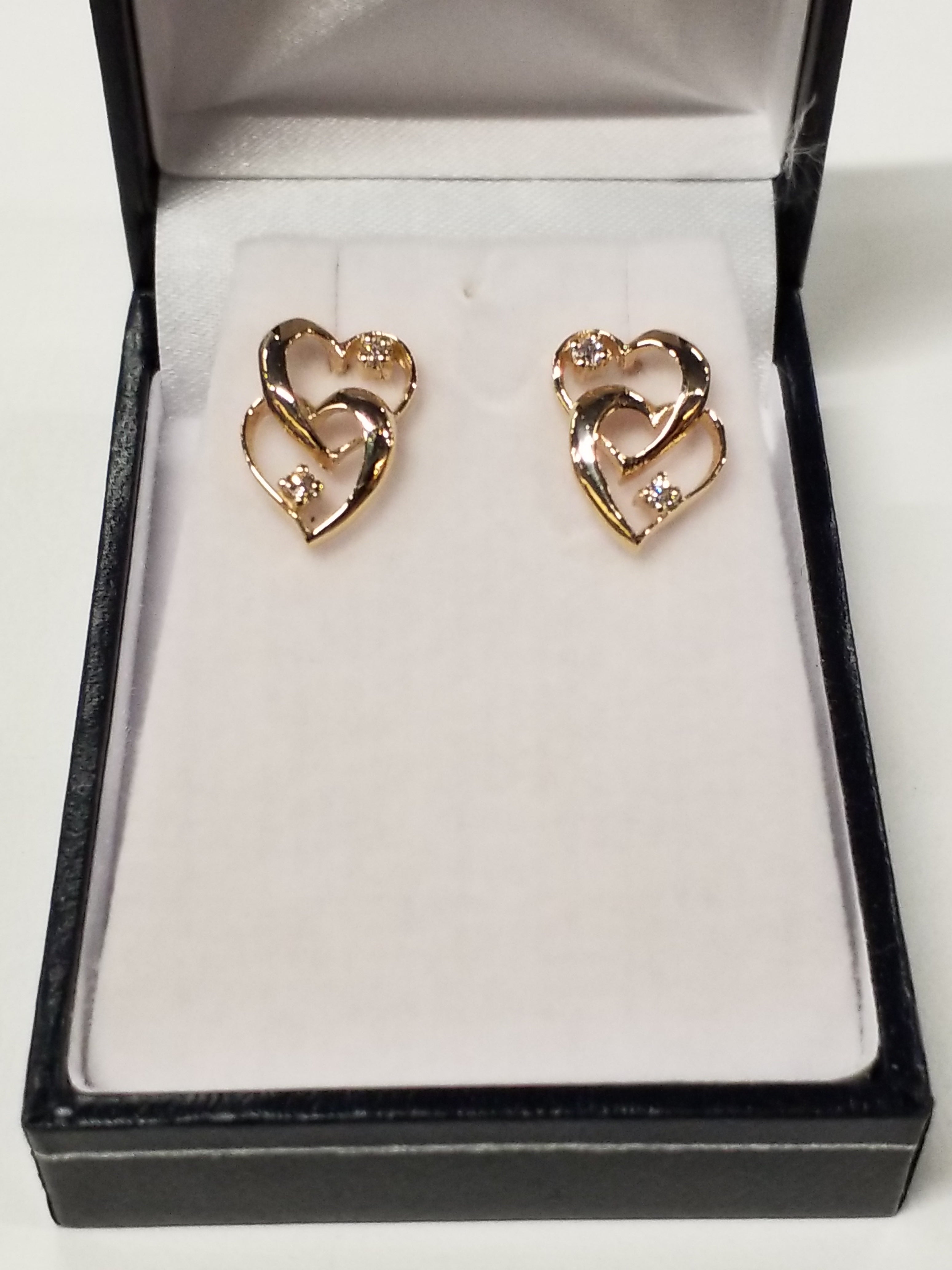 Diamond Earrings - Double Heart - E1171