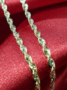 18" 10Kt Yellow Gold Rope Style Chain