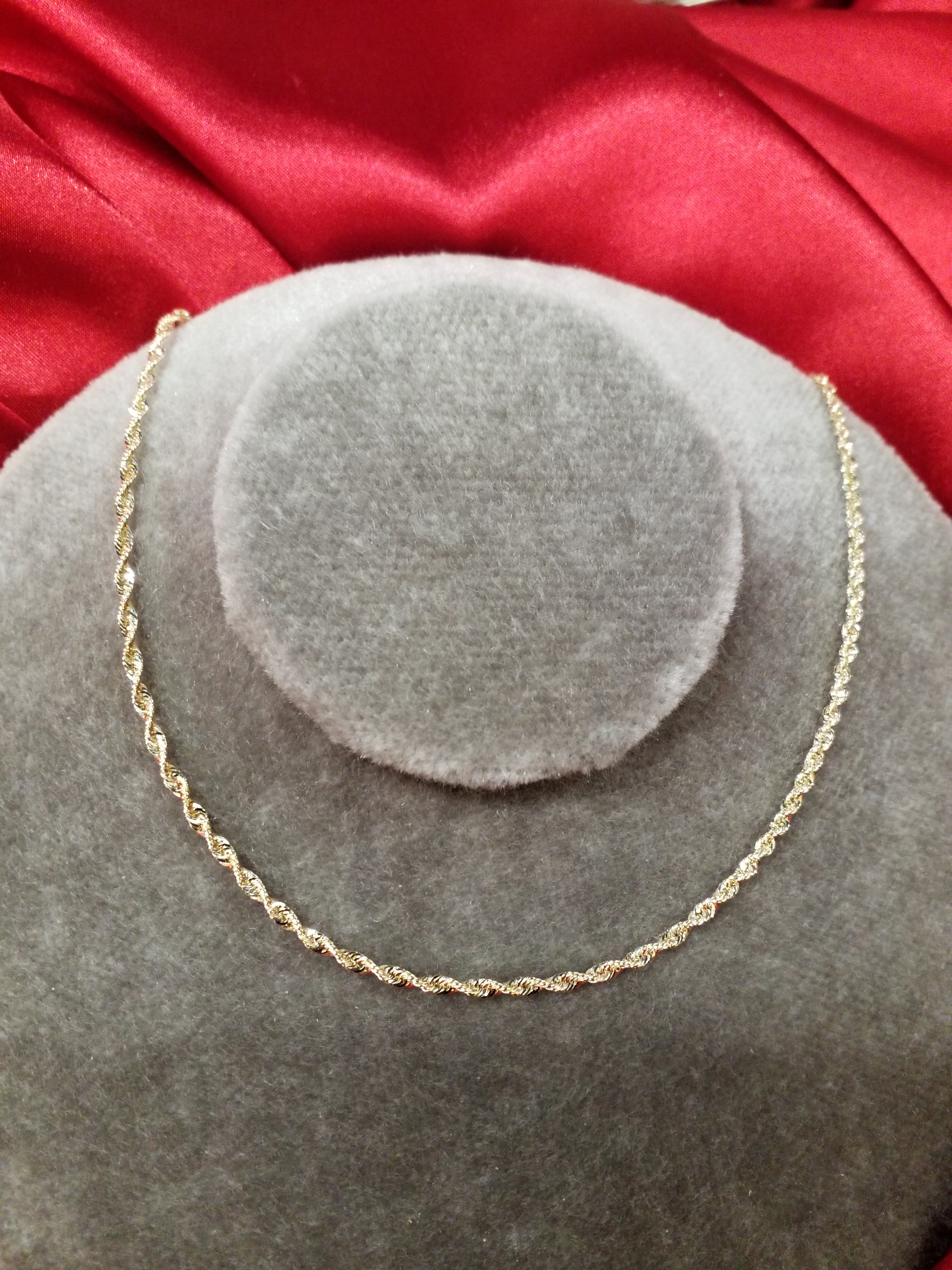 18" 10Kt Yellow Gold Rope Style Chain