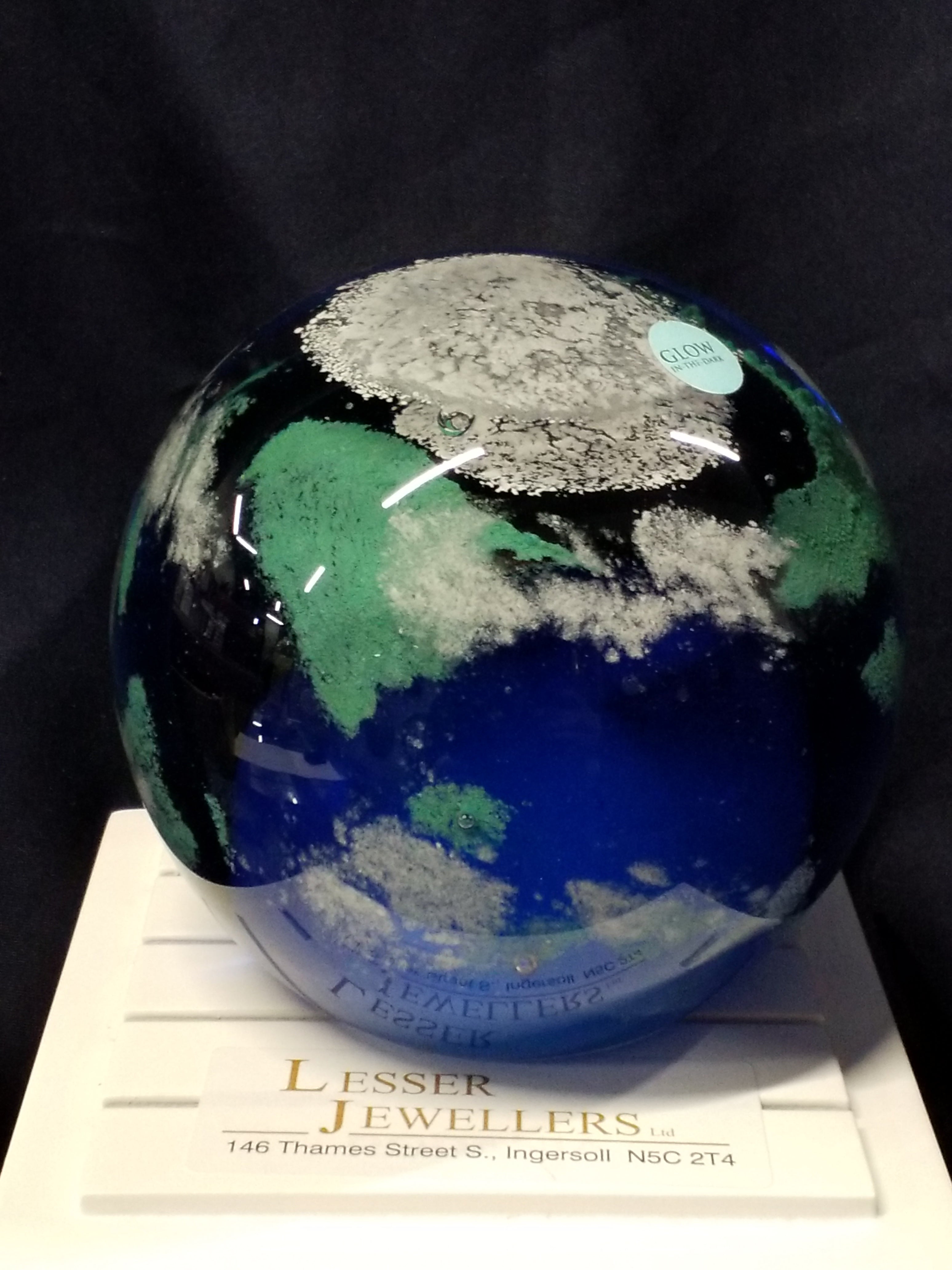Glass Paperweight - Clouds over Stylized Earth