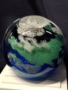Glass Paperweight - Clouds over Stylized Earth