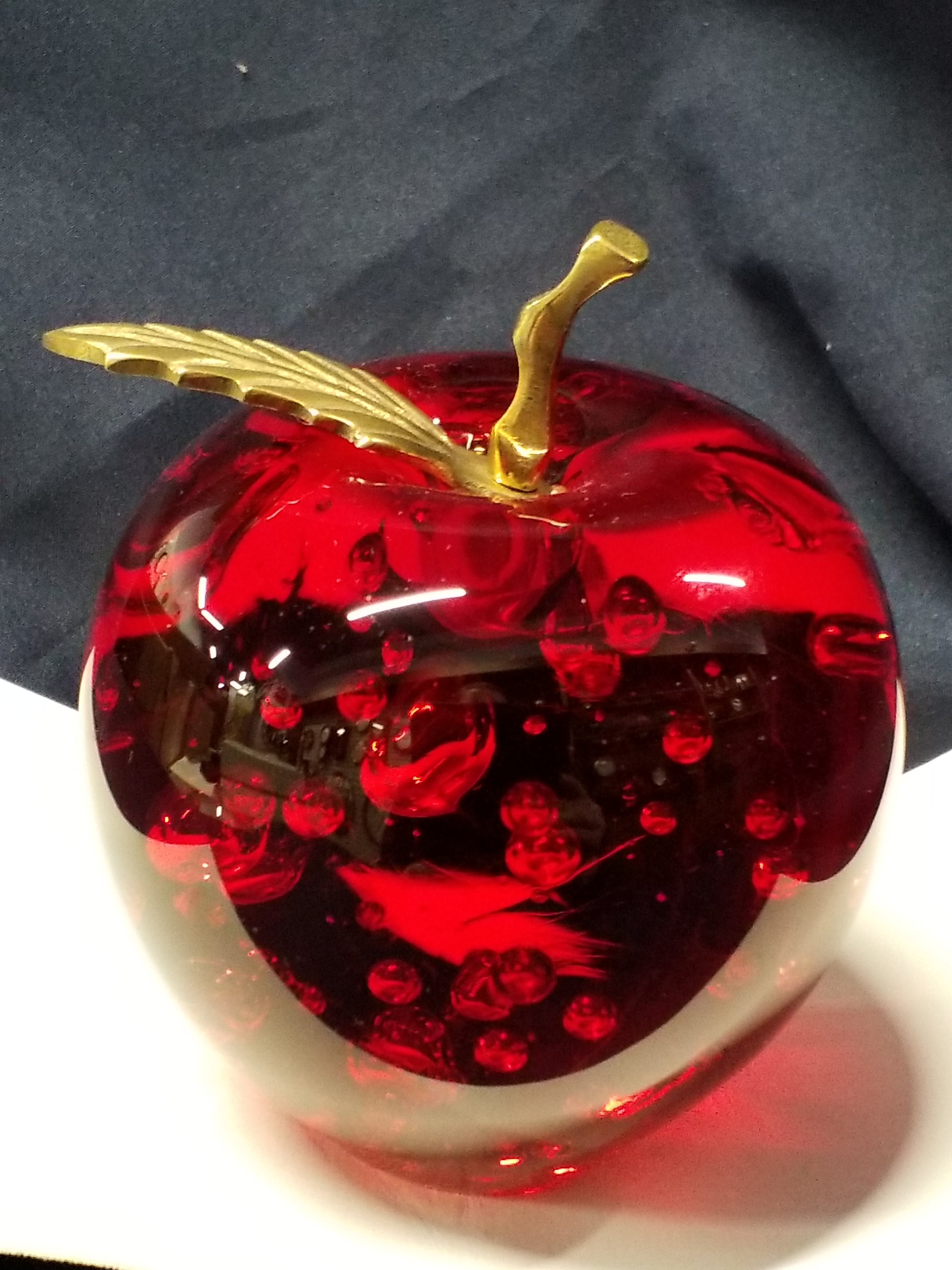 Glass Paperweight - Red Apple