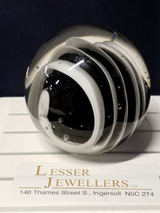 Glass Paperweight - Black and White Stripes
