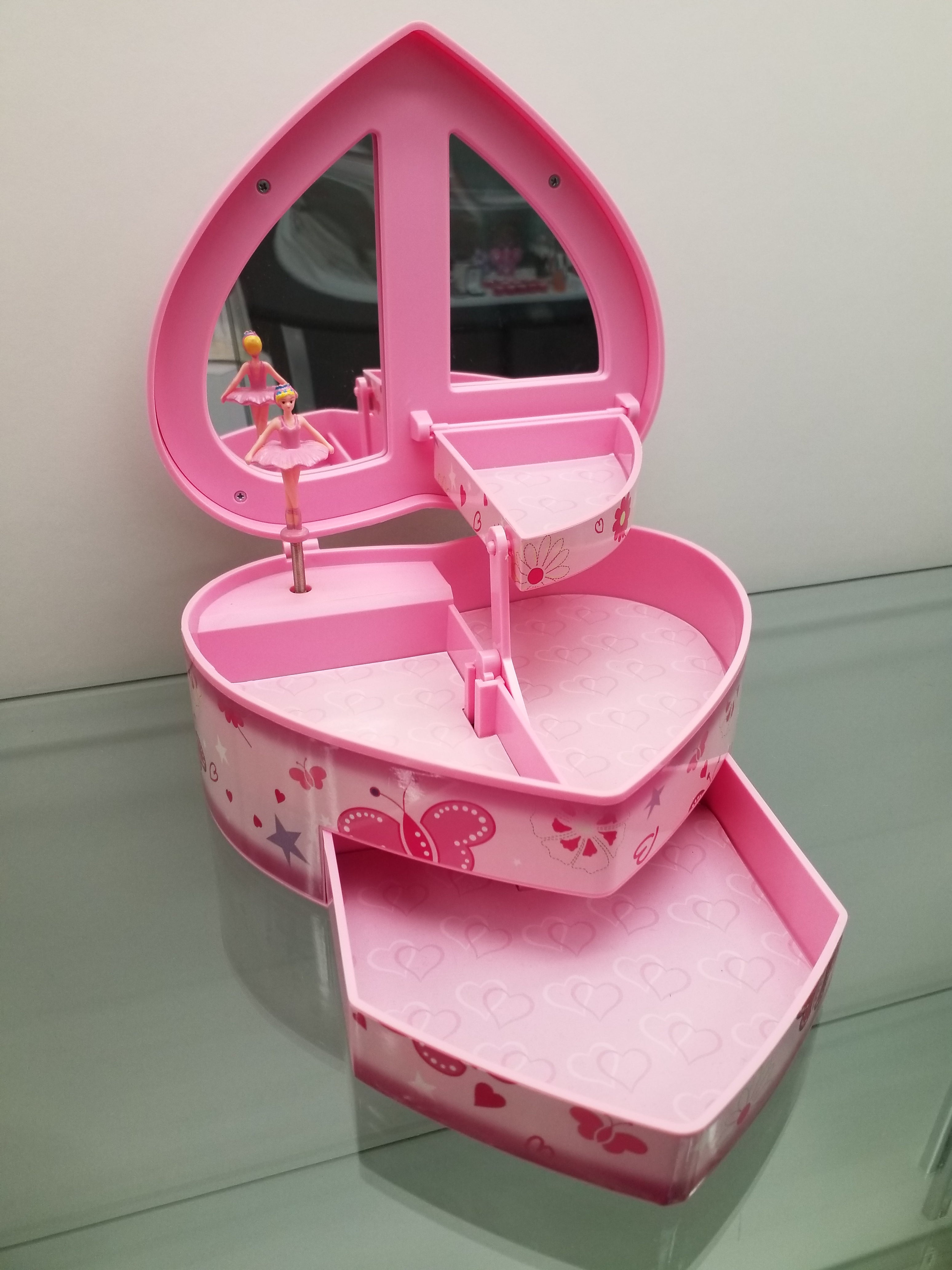 Heart Shaped Children's Jewellery Box - Musical with Spinning Ballerina