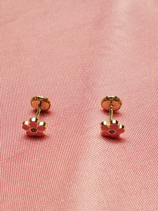 Children's 10kt Earrings - Pink Flowers - Screw Backs