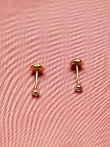 Children's 10kt Earrings - Cubic Zirconia Stud - Screw Backs