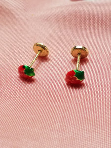 Children's 10kt Earrings - Strawberries - Screw Backs