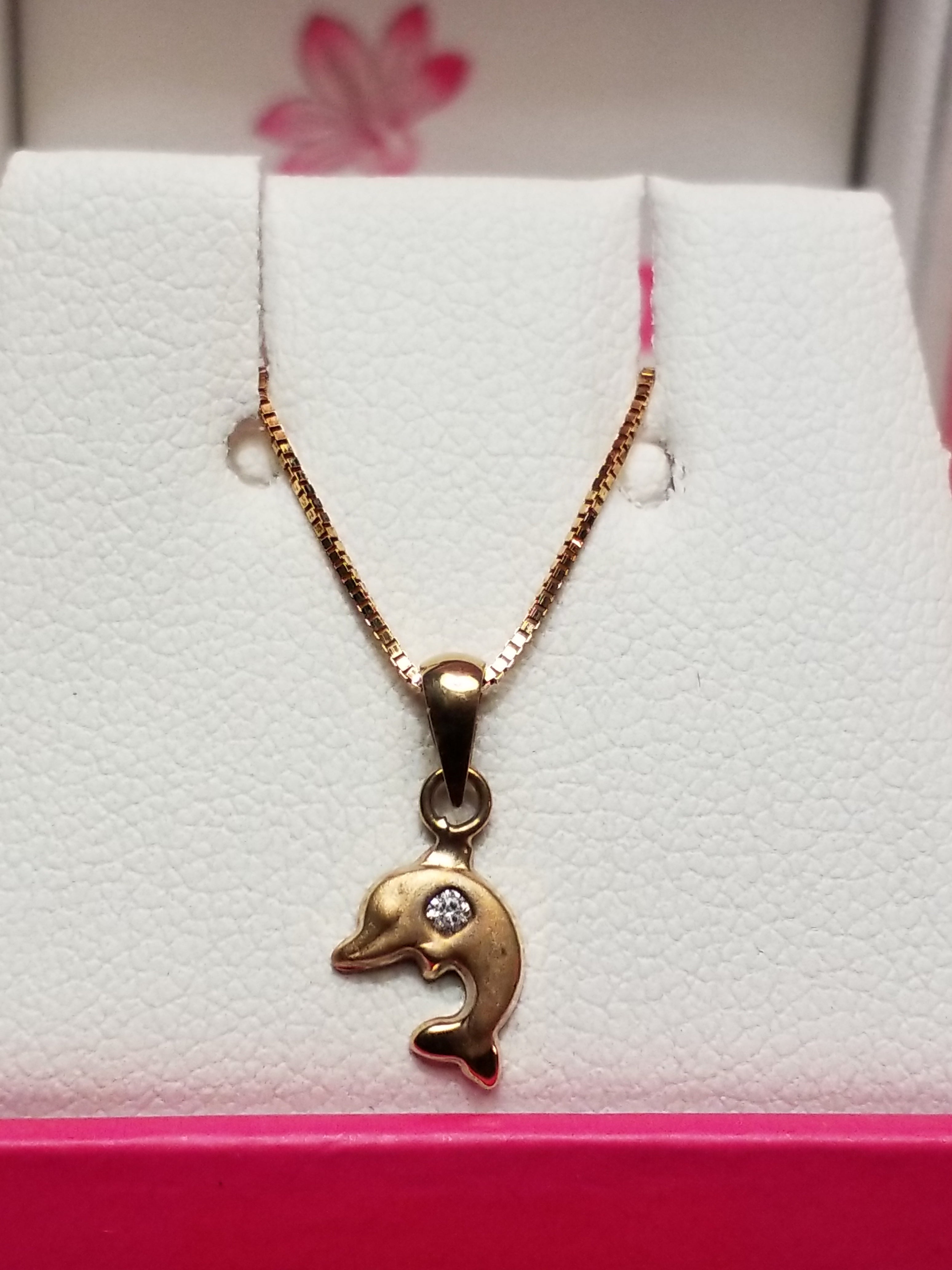 Children's 10Kt Pendant and Chain - Dolphin